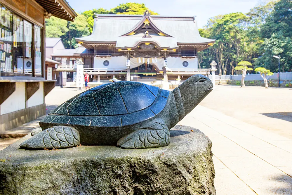 茨城県ひたちなか市の「酒列磯前神社」にある幸運の亀