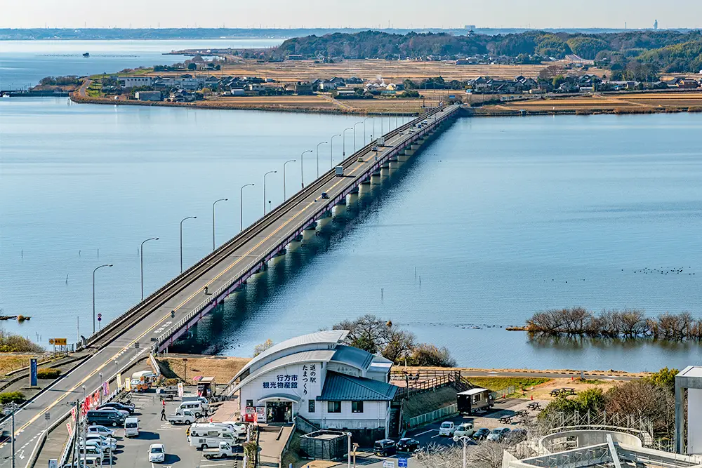 茨城県の霞ヶ浦大橋近くのバーベキュースポット