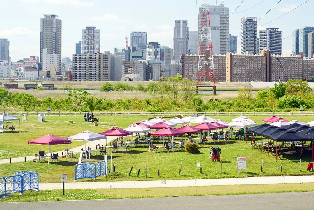大阪の有名BBQスポット「淀川河川敷 」西中島エリア